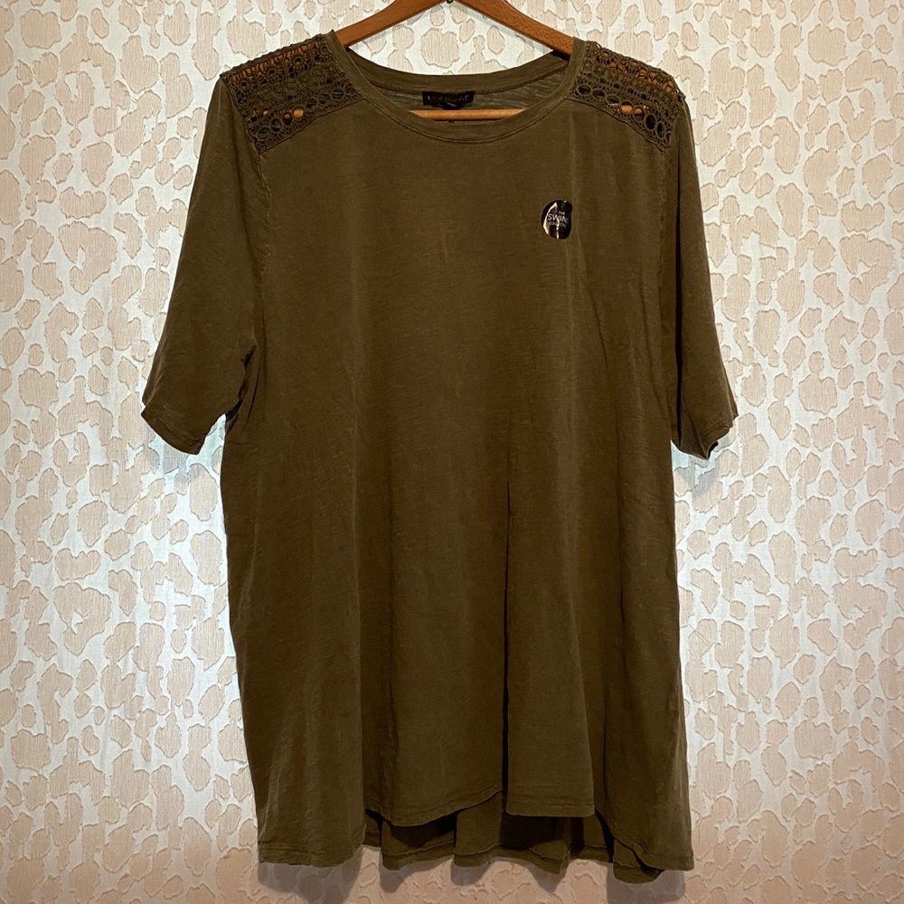 Lane Bryant Swing Collection Crochet Shoulder Tee